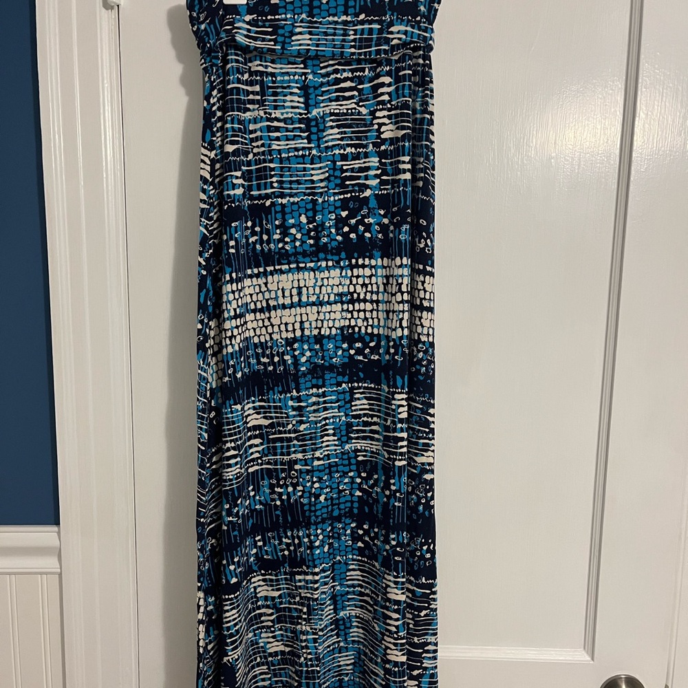 Blue Patterned Maxi Skirt